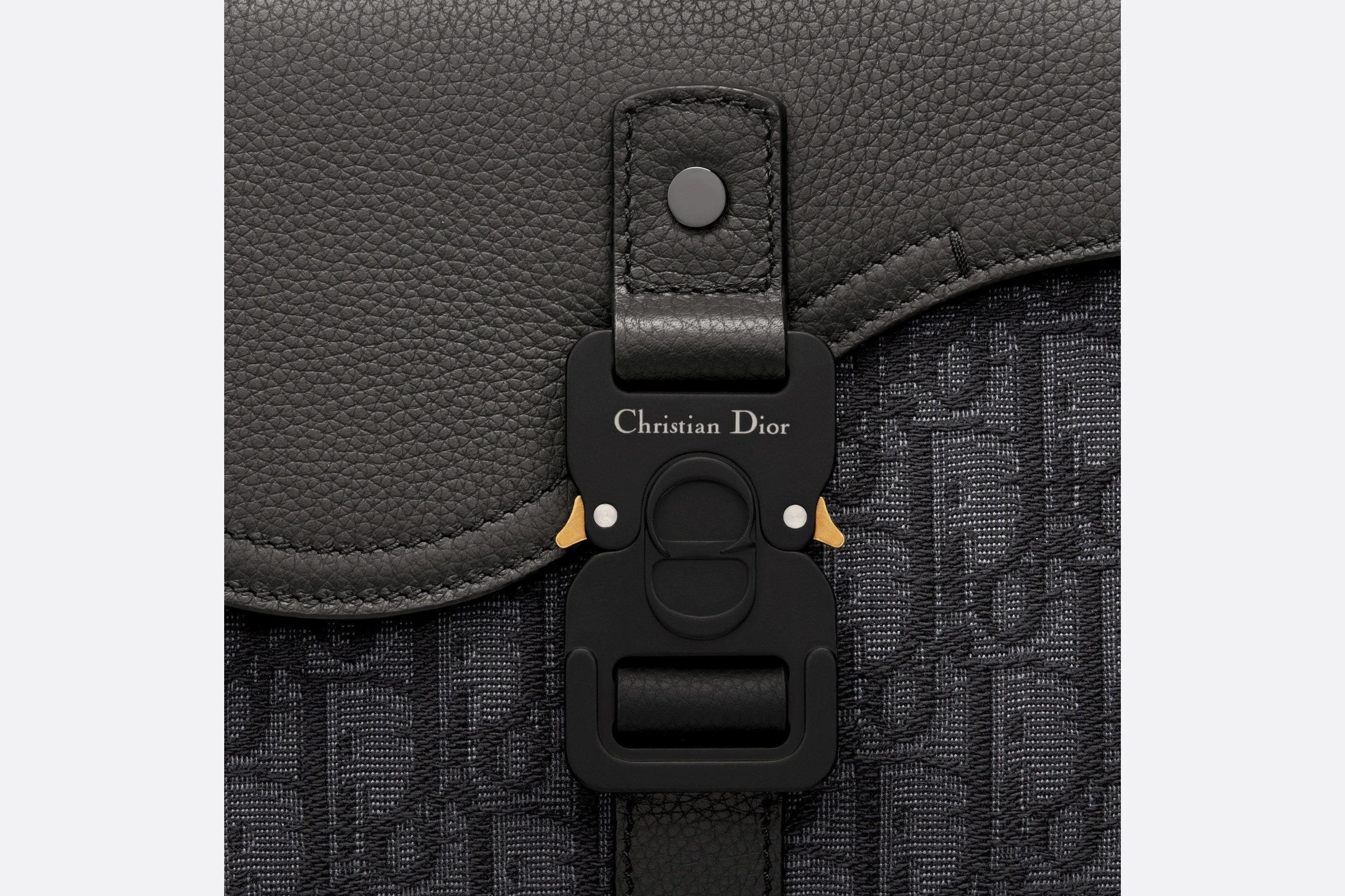 Mini Saddle Bag with Strap • Black Dior Oblique Jacquard and Grained Calfskin