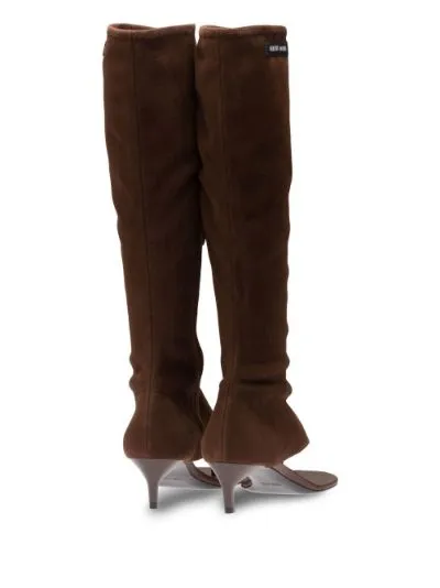 Miu Miu Brown Suede Thong Sandal Boot Size 37.5 | Muse Boutique