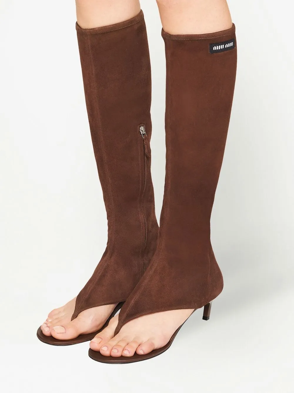 Miu Miu Brown Suede Thong Sandal Boot Size 37.5 | Muse Boutique