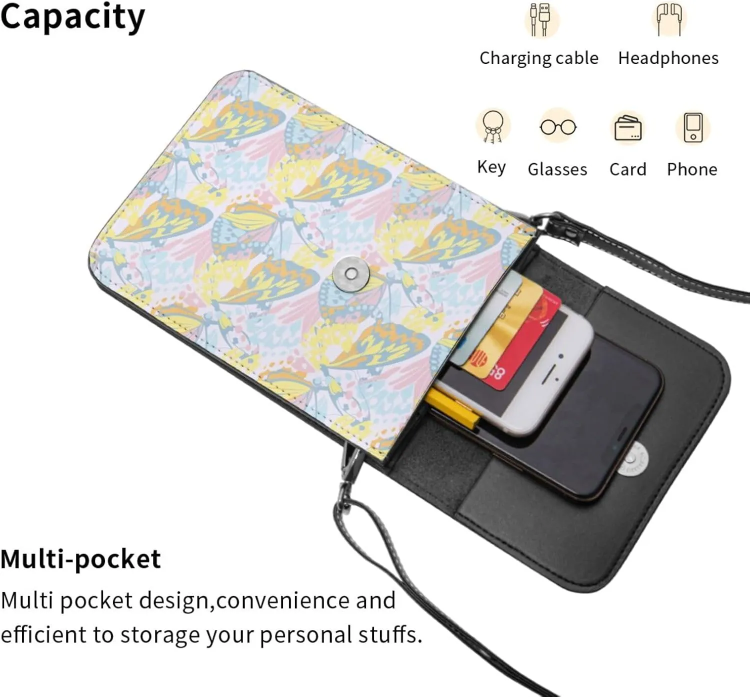 Mmm Fight Womens Crossbody Bags Deer Pattern Phone Bag Wallet Purses Adjustable Strap