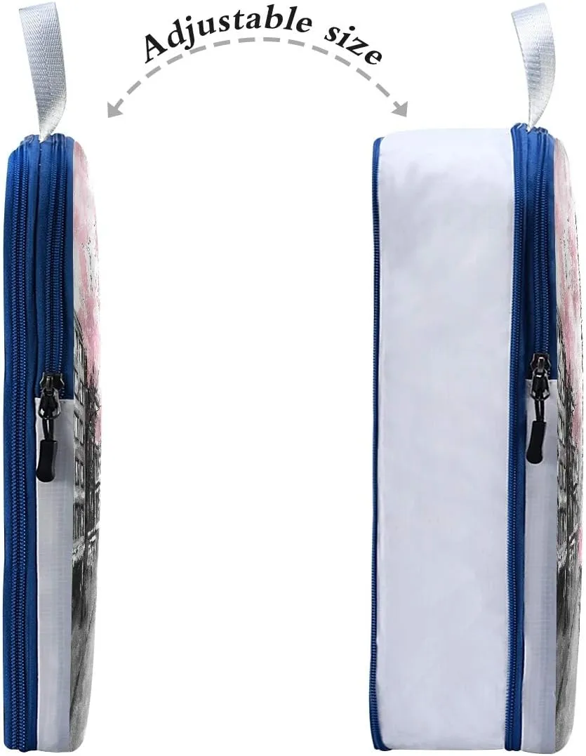MNSRUU Packing Cubes Lovers Under Cherry Blossoms Of Eiffel Tower Compression Luggage Cubes Packing Bags Travel Organizer for Suitcases, 3 PCS