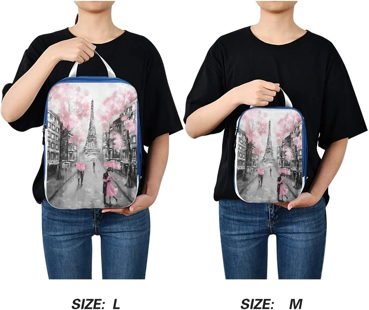 MNSRUU Packing Cubes Lovers Under Cherry Blossoms Of Eiffel Tower Compression Luggage Cubes Packing Bags Travel Organizer for Suitcases, 3 PCS