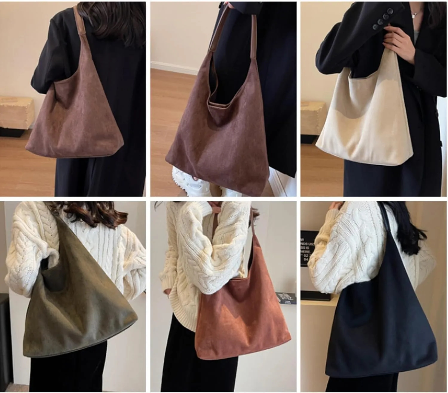 Modavo Suede Tote Bag for Women, Modavo Suede Bag, Suede Shoulder Bag Women's Suede Purse Vintage Top Handle Bag
