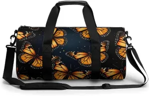 Monarch Butterflies Pattern Travel Duffel Bag Gym Bags Sports Tote Shoulder Weekender Handbag for Men Women