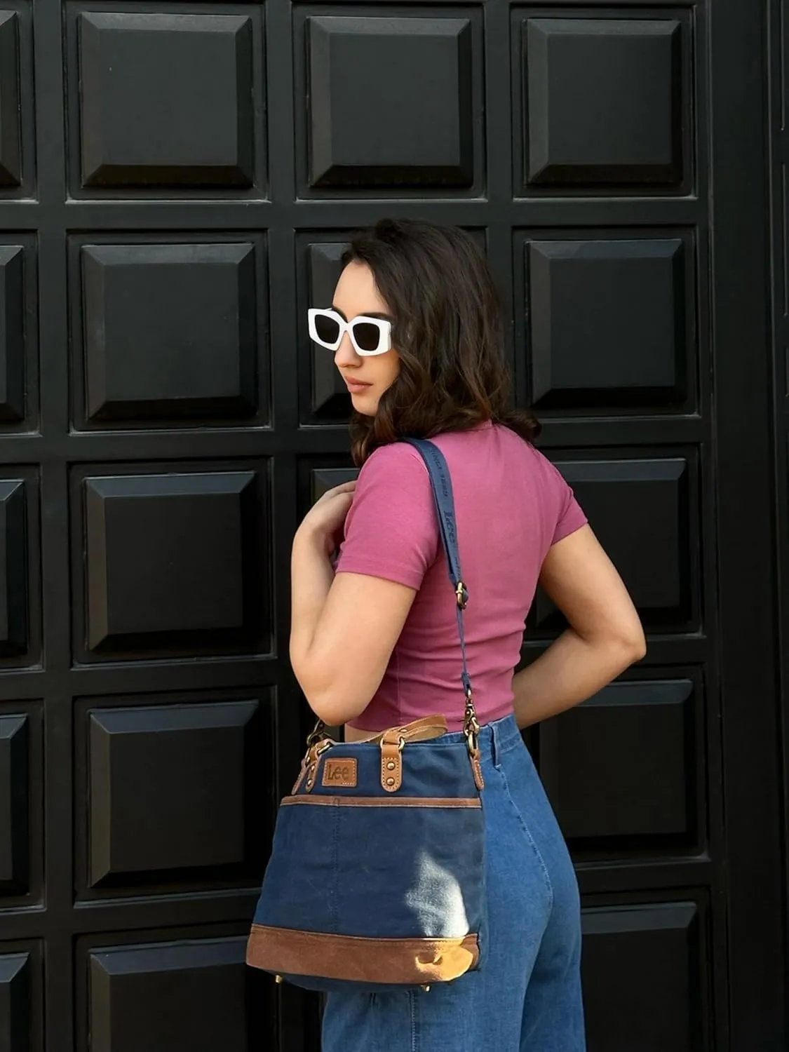 Montana West x Lee Waxed Canvas Tote Bag for Women Work Small Vintage Shoulder Bag and Handbag with Leather Handle