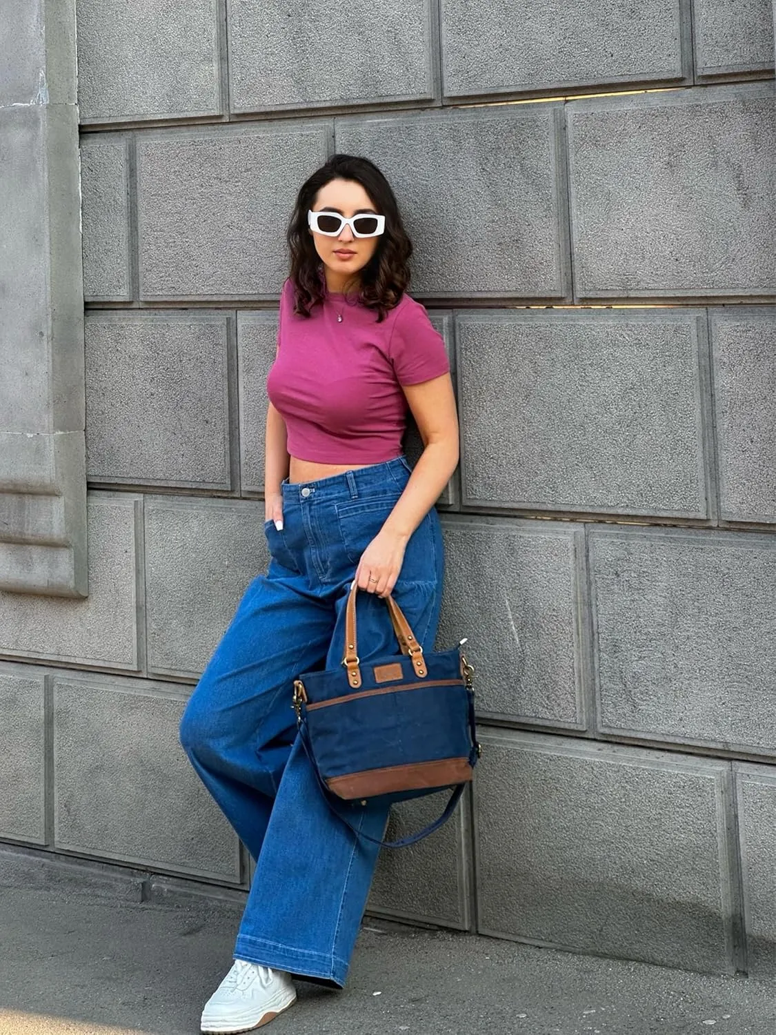 Montana West x Lee Waxed Canvas Tote Bag for Women Work Small Vintage Shoulder Bag and Handbag with Leather Handle