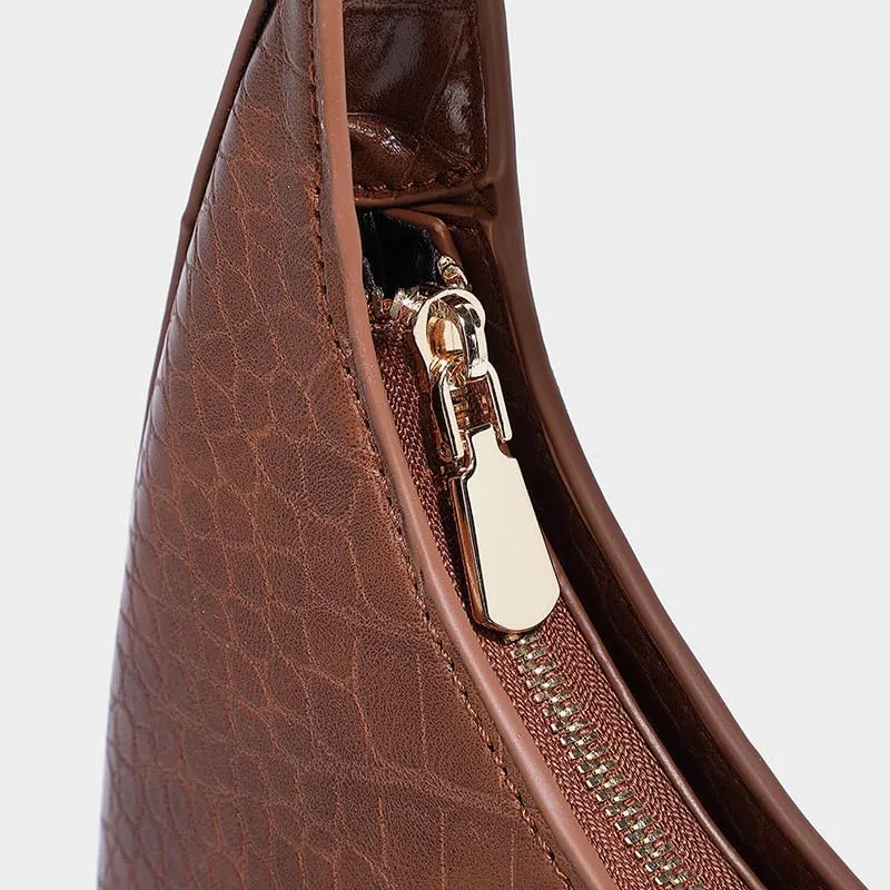 Moon Bags For Women, Faux Crocodile Pattern Leather Crescent Bag, Small Trendy Shoulder Bag Women's Fashion Handbag