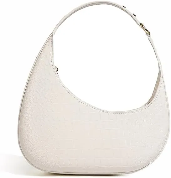 Moon Bags For Women, Faux Crocodile Pattern Leather Crescent Bag, Small Trendy Shoulder Bag Women's Fashion Handbag