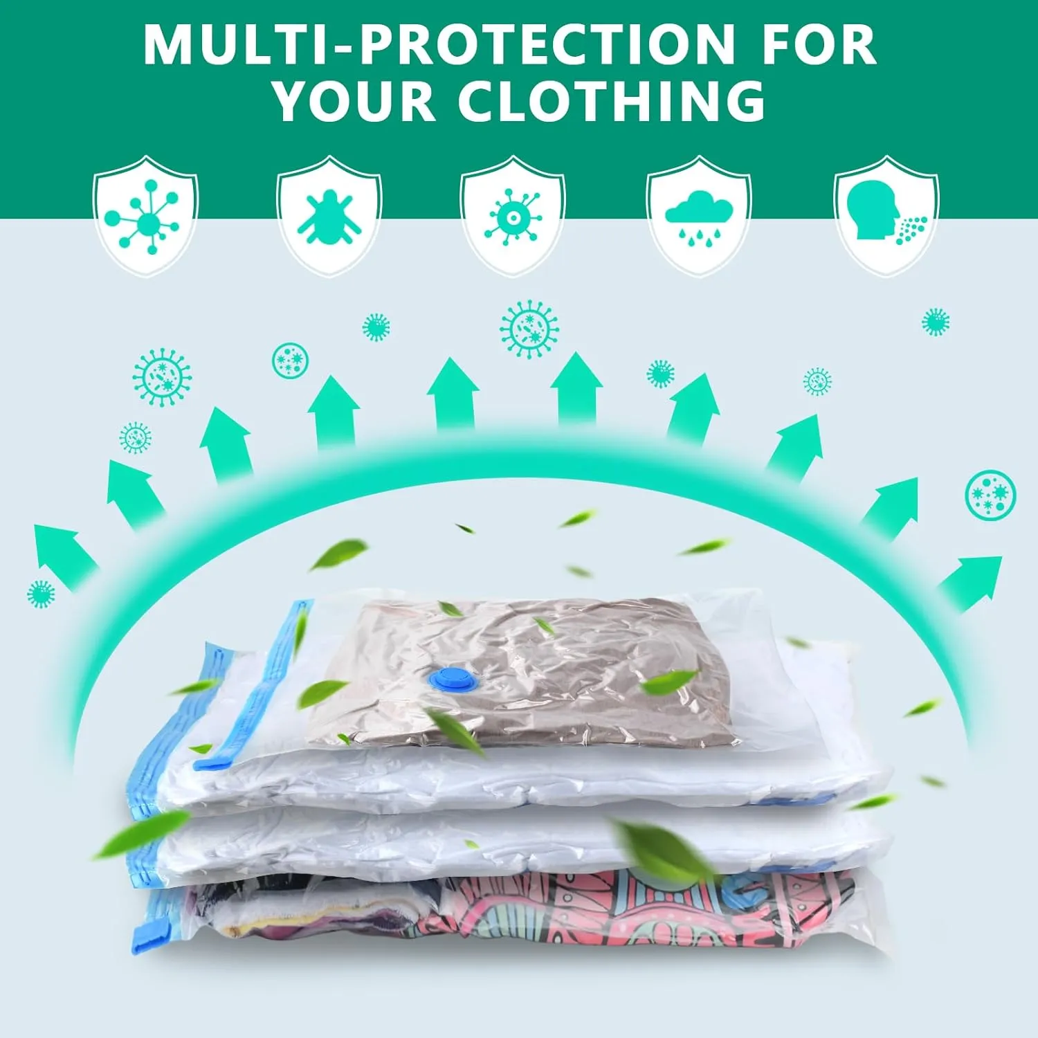 Morecoo 5 Pack Vacuum Storage Bags with Electric Pump, Large Vacuum Seal Bags for Clothing, Comforters, Blankets - Space Saver Compression Bags for Travel & Home Organization