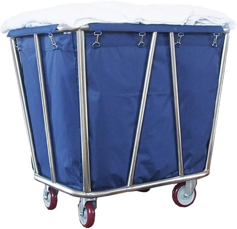 Movable Trolleys Storage Rack Serving Cart Cart Commercial Heavy-Duty Rolling Laundry Sorter Cart on Wheels Wheeled Hotel Trolley Bin with Removable Bage/Blue