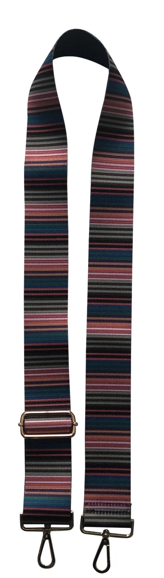 MULTI HORIZONTAL STRIPE ADJUSTABLE BAG STRAP-GOLD HARDWARE
