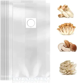Mushroom Grow Bags Extra Thick 8 Mil Mushroom Bag 15 Pieces High Temperature Resistance Large Size Clear