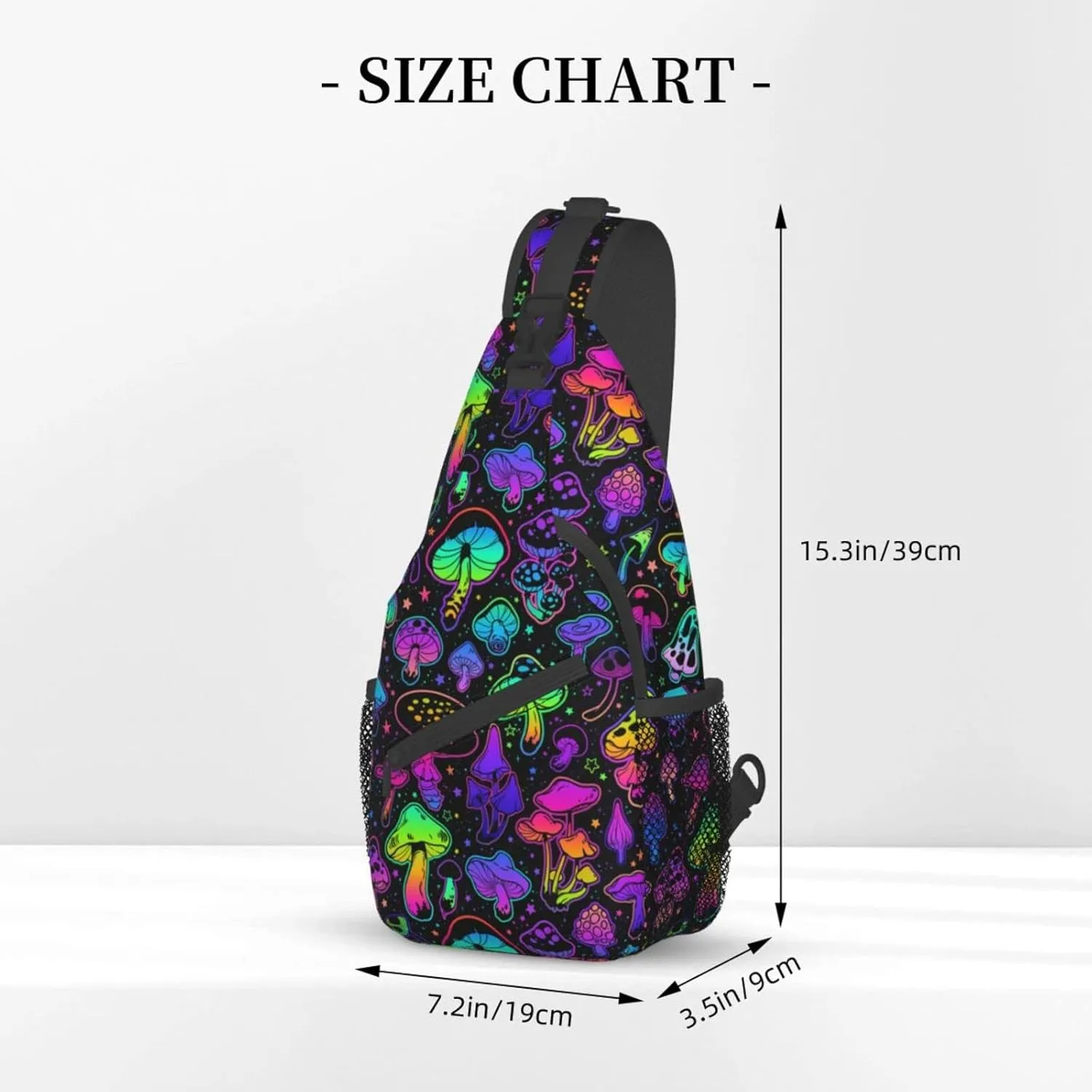 Mushroom Pattern Sling Backpack,Travel Hiking Daypack Chest Bag Shoulder Daypack Crossbody Bags For Women Men
