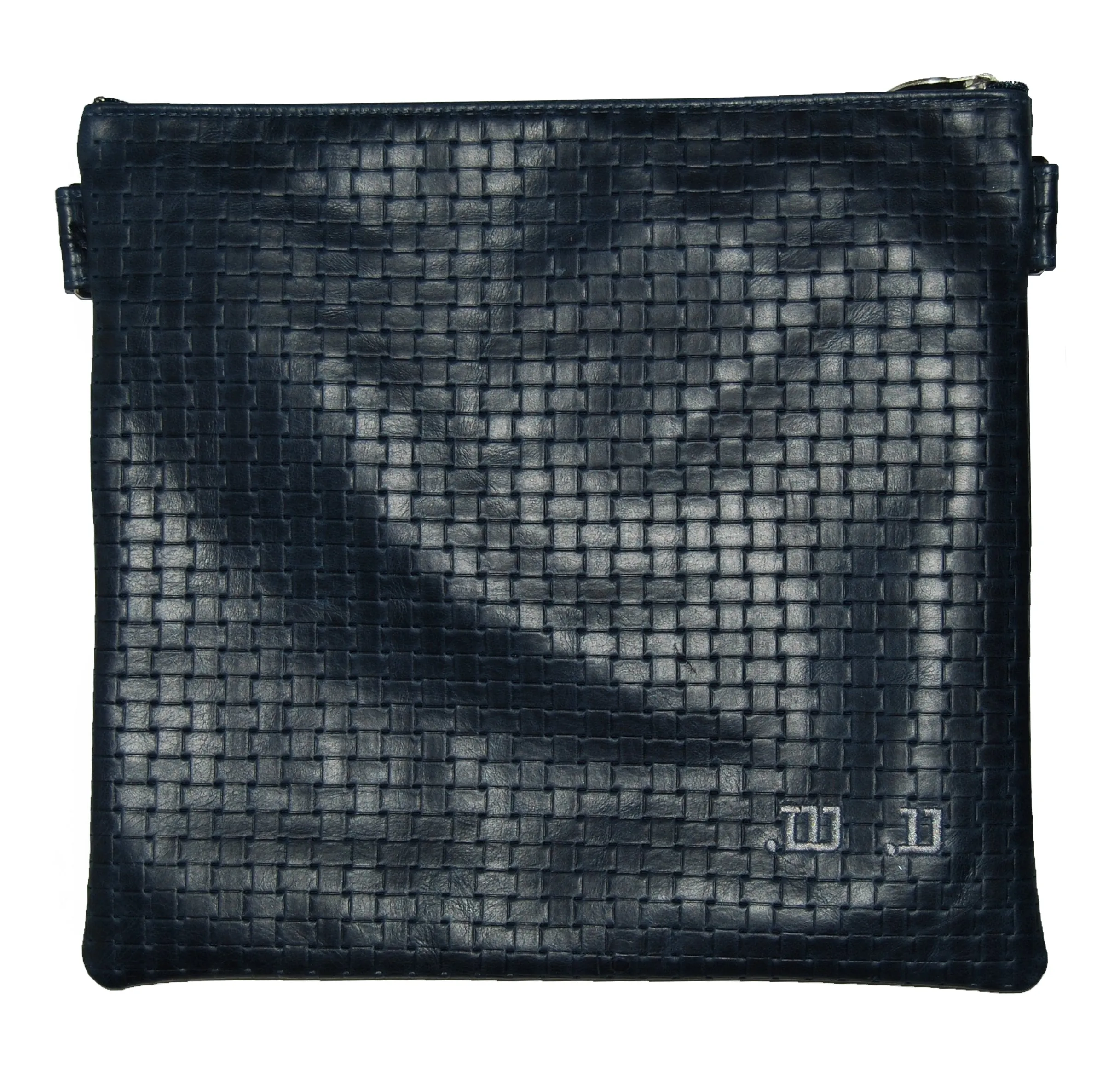 Navy Basket weave leather Tallis and Tefillin bag