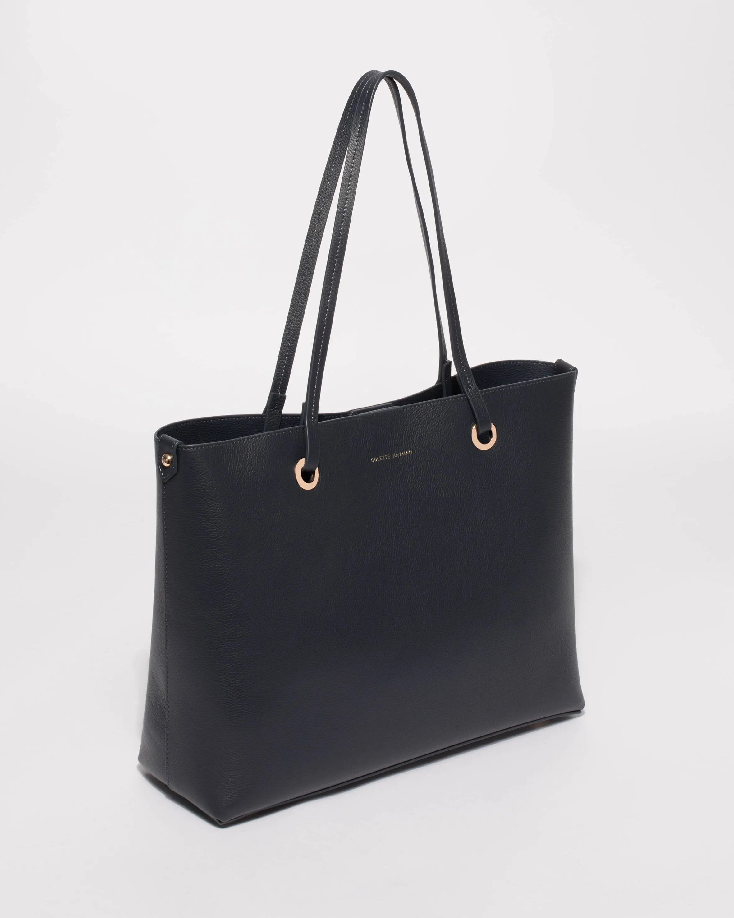 Navy Blake Leather Tote Bag