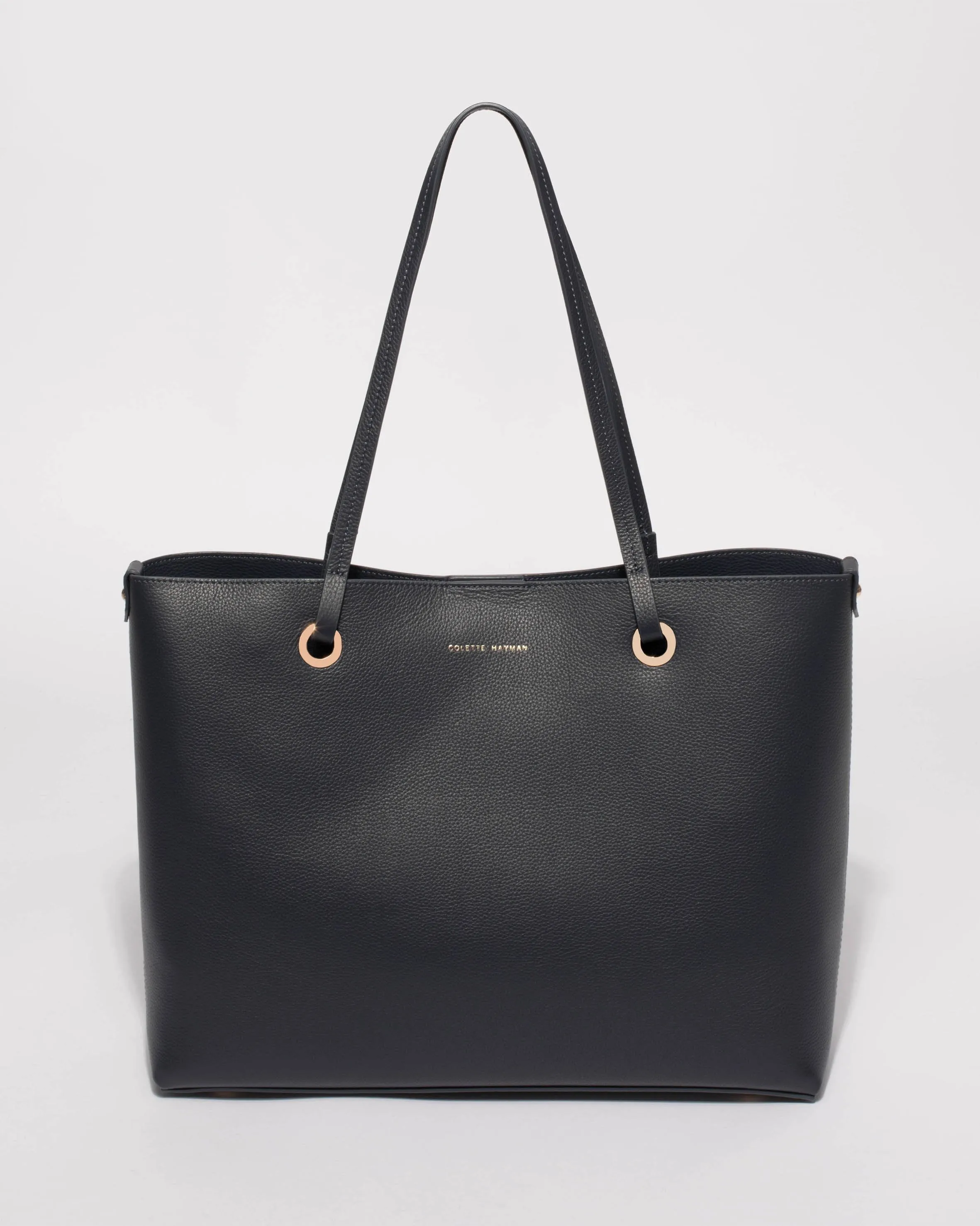 Navy Blake Leather Tote Bag