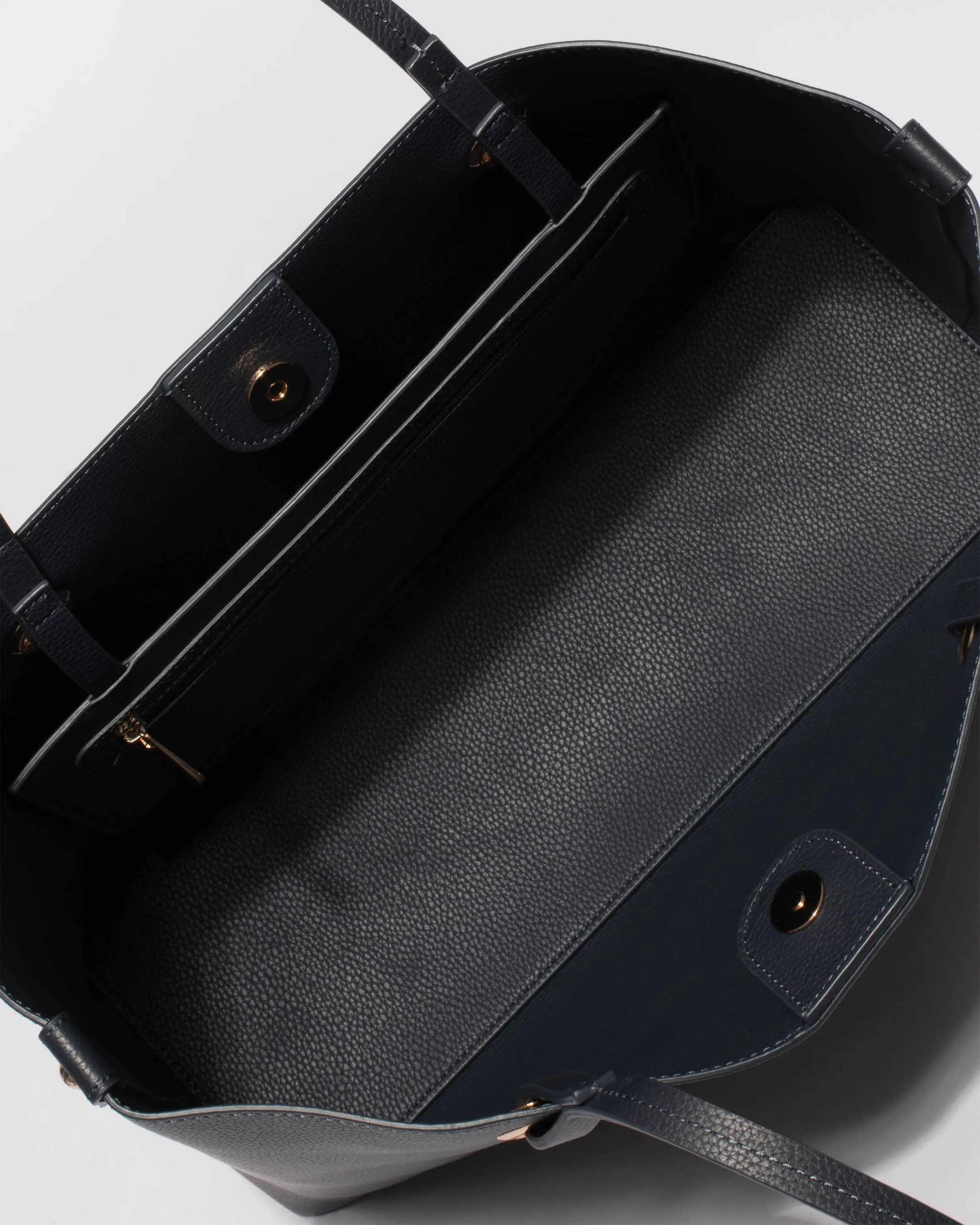 Navy Blake Leather Tote Bag