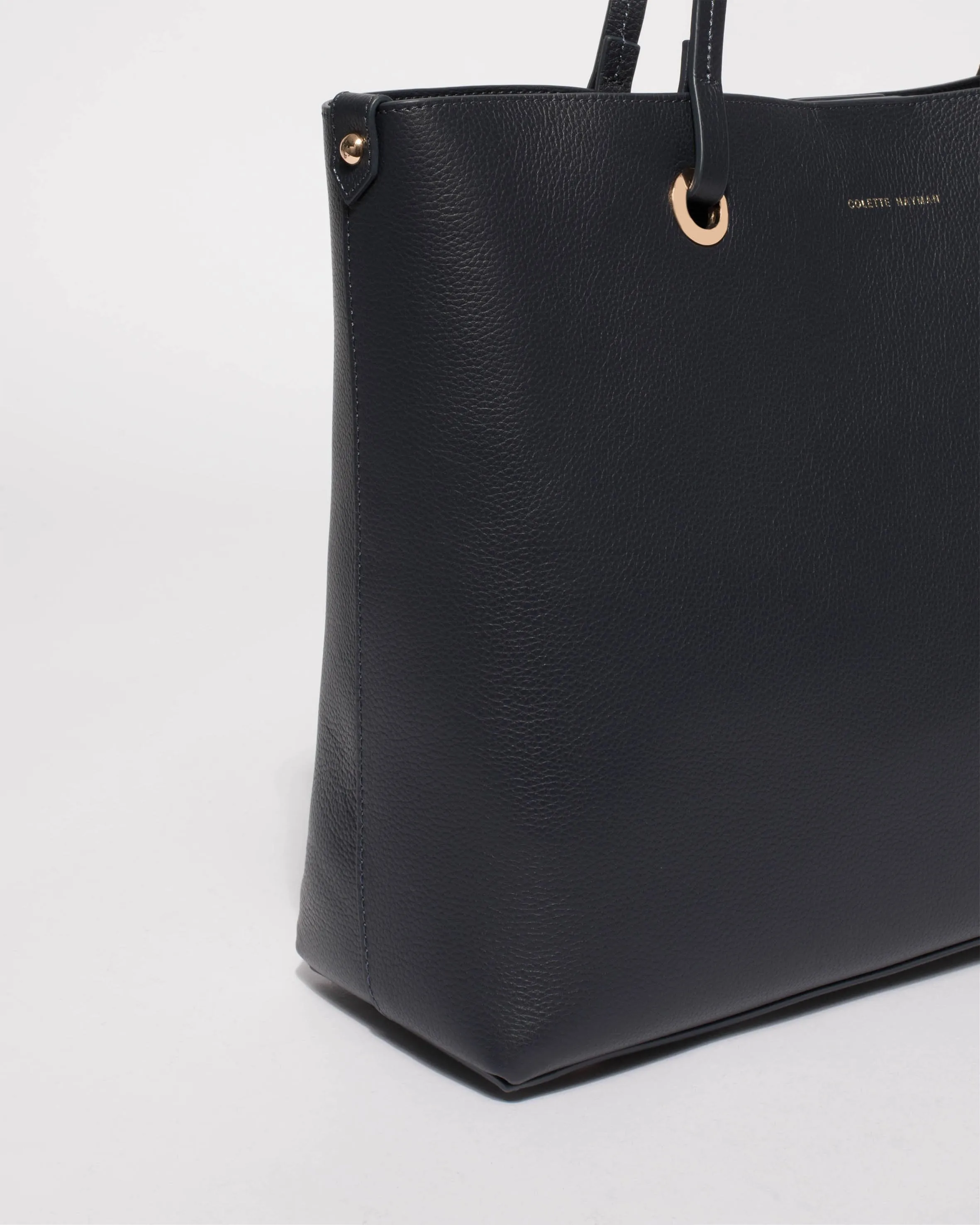 Navy Blake Leather Tote Bag