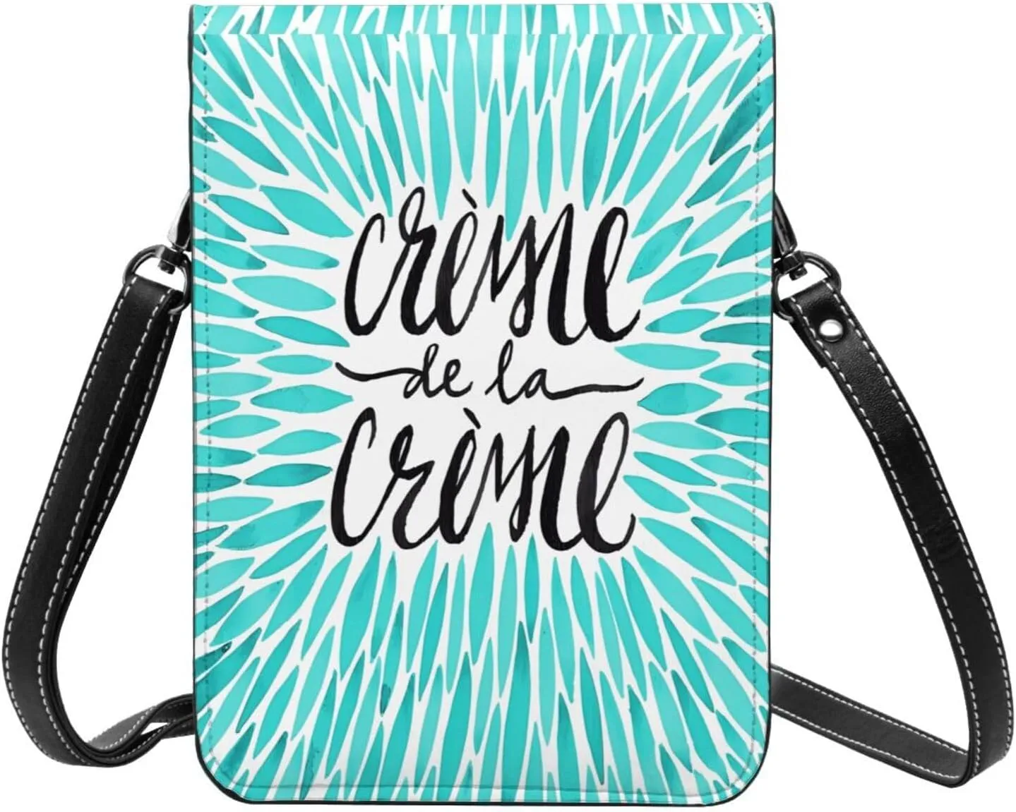 Navy Blue And White Stripes Leather Crossbody Phone Purse for Women Cute Wallet Bags Lightweight Mini Sling Bag