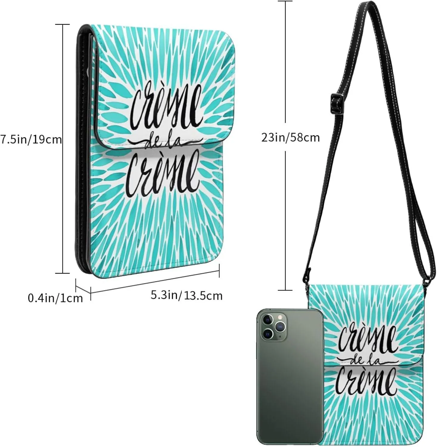 Navy Blue And White Stripes Leather Crossbody Phone Purse for Women Cute Wallet Bags Lightweight Mini Sling Bag