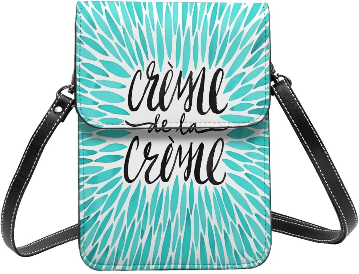Navy Blue And White Stripes Leather Crossbody Phone Purse for Women Cute Wallet Bags Lightweight Mini Sling Bag