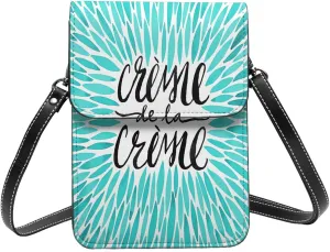 Navy Blue And White Stripes Leather Crossbody Phone Purse for Women Cute Wallet Bags Lightweight Mini Sling Bag