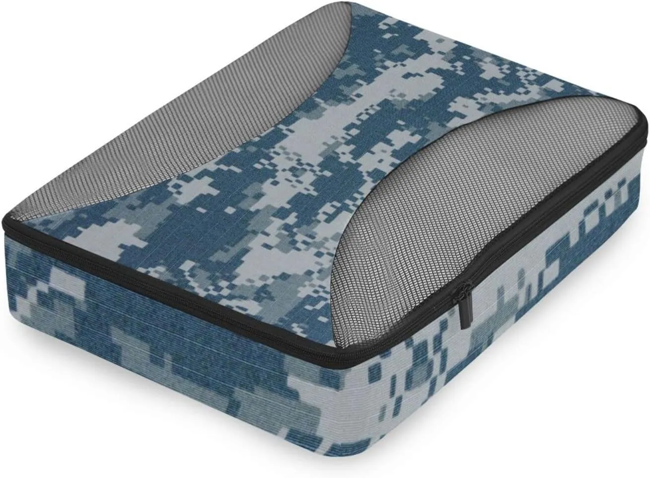 Navy Blue Digital Camouflage Fabric Texture Background 4 PCs Set Packing Bags, Luggage Organizer Bag, Portable Cube Toiletry bag, Durable Travel Cosmetic Storage Bag for Men Women