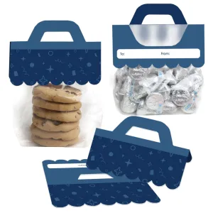 Navy Confetti Stars - DIY Simple Party Clear Goodie Favor Bag Labels - Candy Bags with Toppers - Set of 24