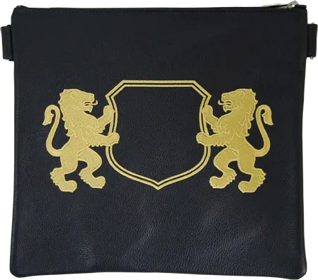 Navy Leather Tallis & Tefillin Bag with Lion Design