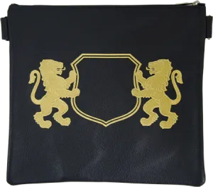 Navy Leather Tallis & Tefillin Bag with Lion Design