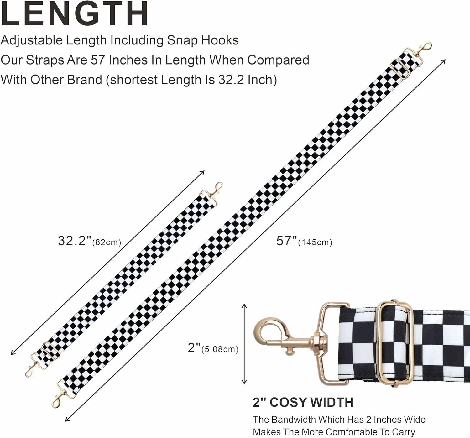 Nefelibata Purse Strap,2" Wide Purse Strap Adjustable Replacement,Multi-pattern Crossbody Handbag Strap