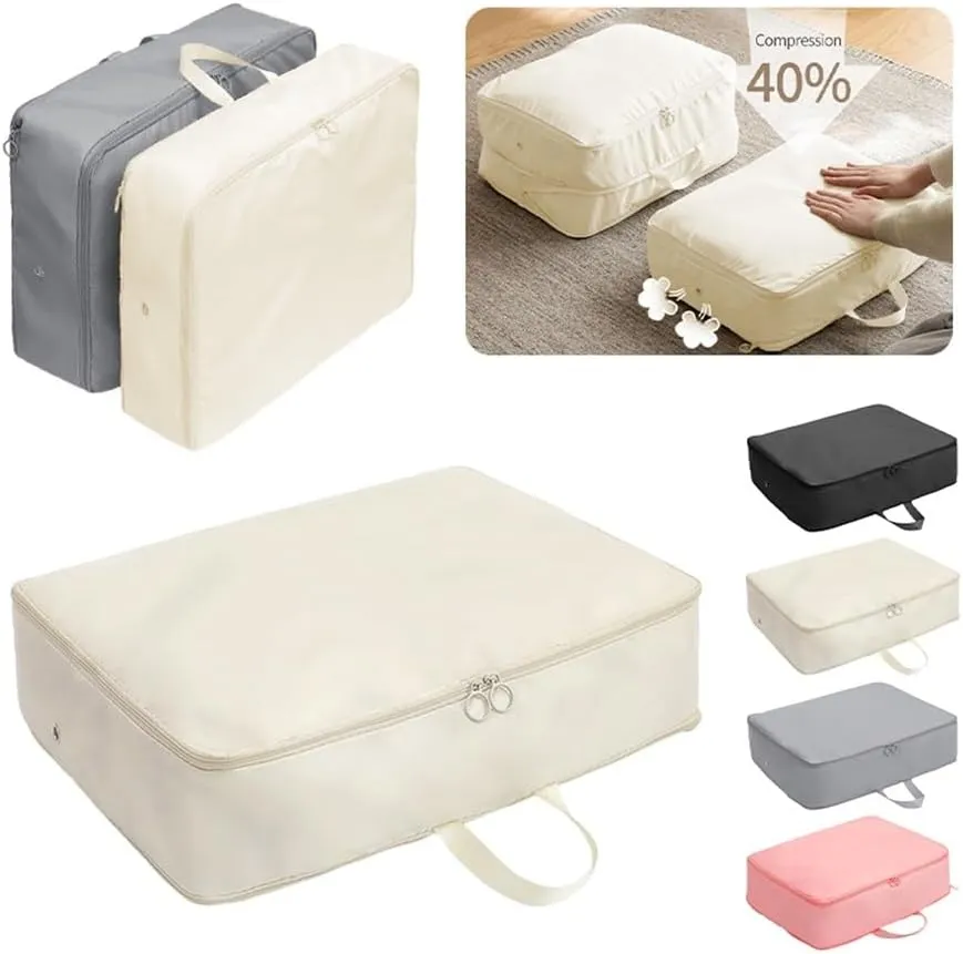 New Compression Storage Bag For Quilt Clothes Foldable Bag Storage Clothing Wardrobe Closet Organizers Home Pillow Blanket Bags(Black,40x30x18cm)