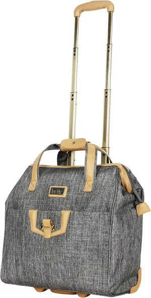 Nicole Miller Underseat Luggage Collection - Small Lightweight 15 Inch Under Seat Bag - Briefcase for Women - Carry On Suitcase with 2- Rolling Spinner Wheels (Paige Silver)