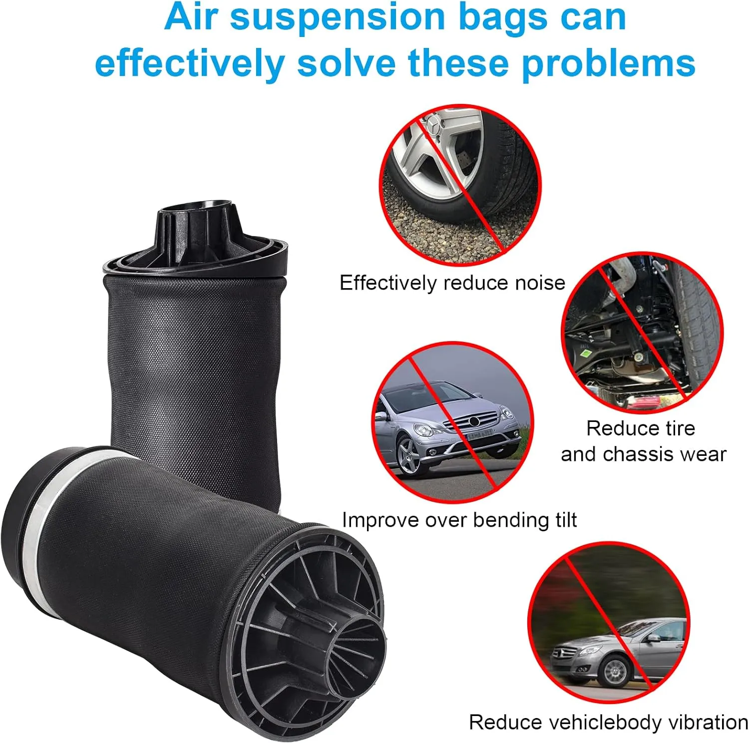 Nifeida 2513200025 Rear Air Suspension Spring Bags Compatible with Mercedes Benz R320 2007-2009, R350 2006-2013, R500 2006-2007, R550 2008, R63 AMG 2007 OEM 2513200425 2513200325, Left   Right