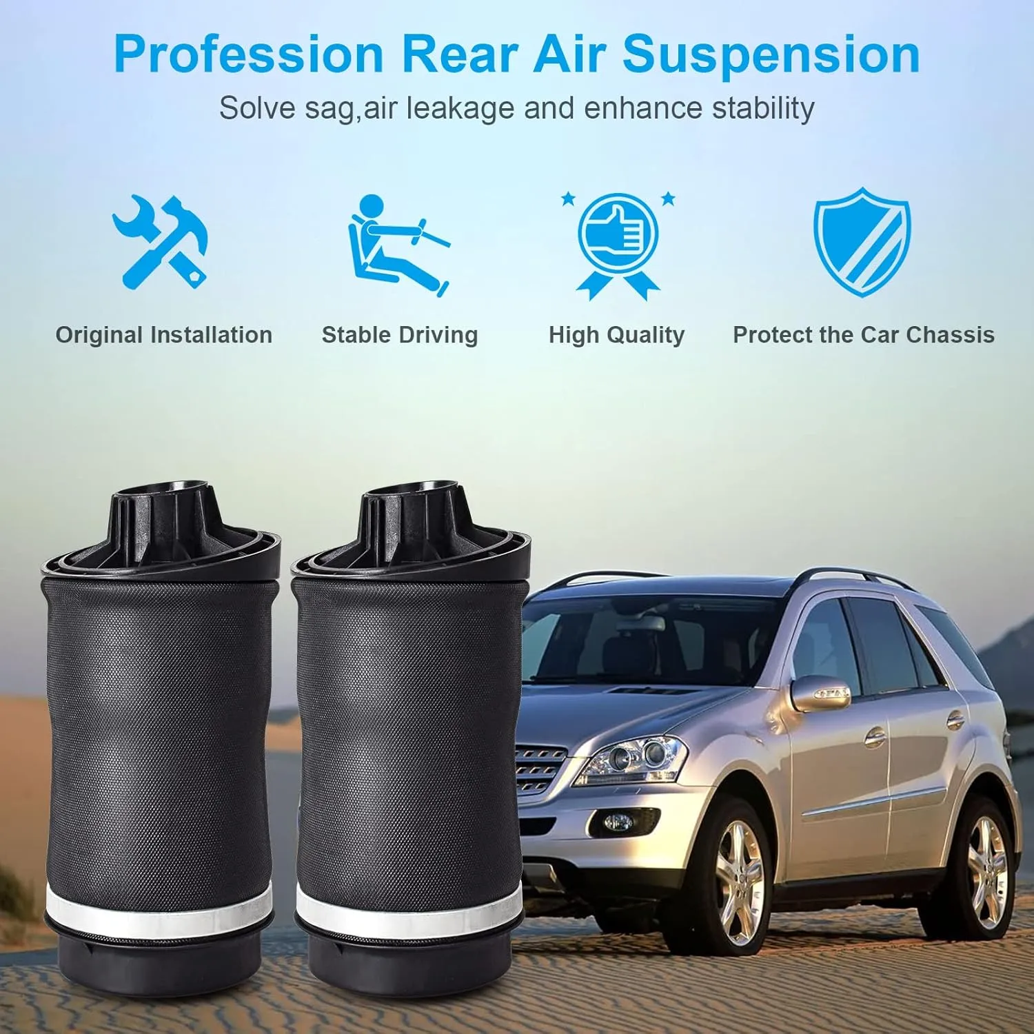 Nifeida 2513200025 Rear Air Suspension Spring Bags Compatible with Mercedes Benz R320 2007-2009, R350 2006-2013, R500 2006-2007, R550 2008, R63 AMG 2007 OEM 2513200425 2513200325, Left   Right