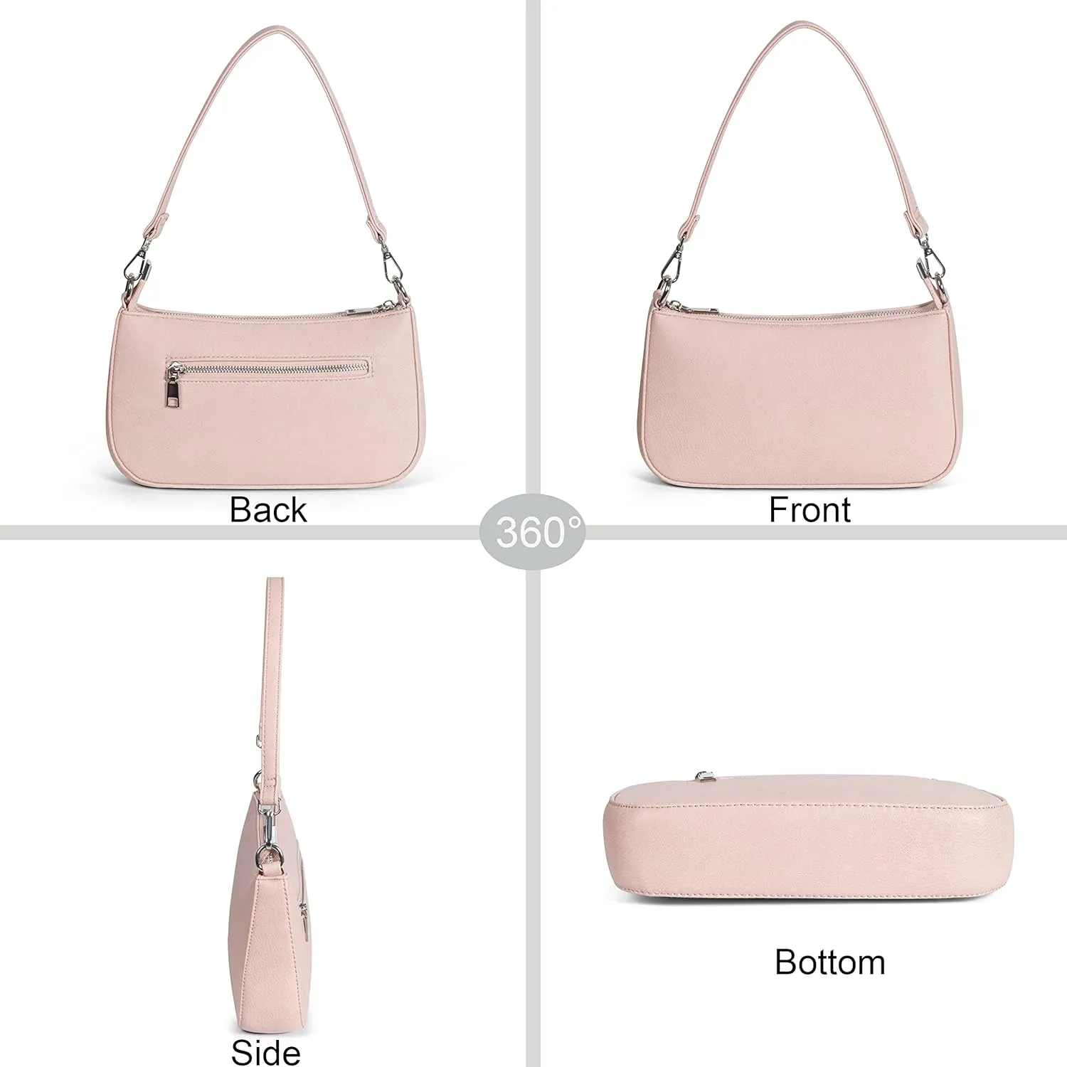 NIUEIMEE ZHOU Small Shoulder bag with 2 Removable Straps Cross Body Clutch Purse Handbag for Women