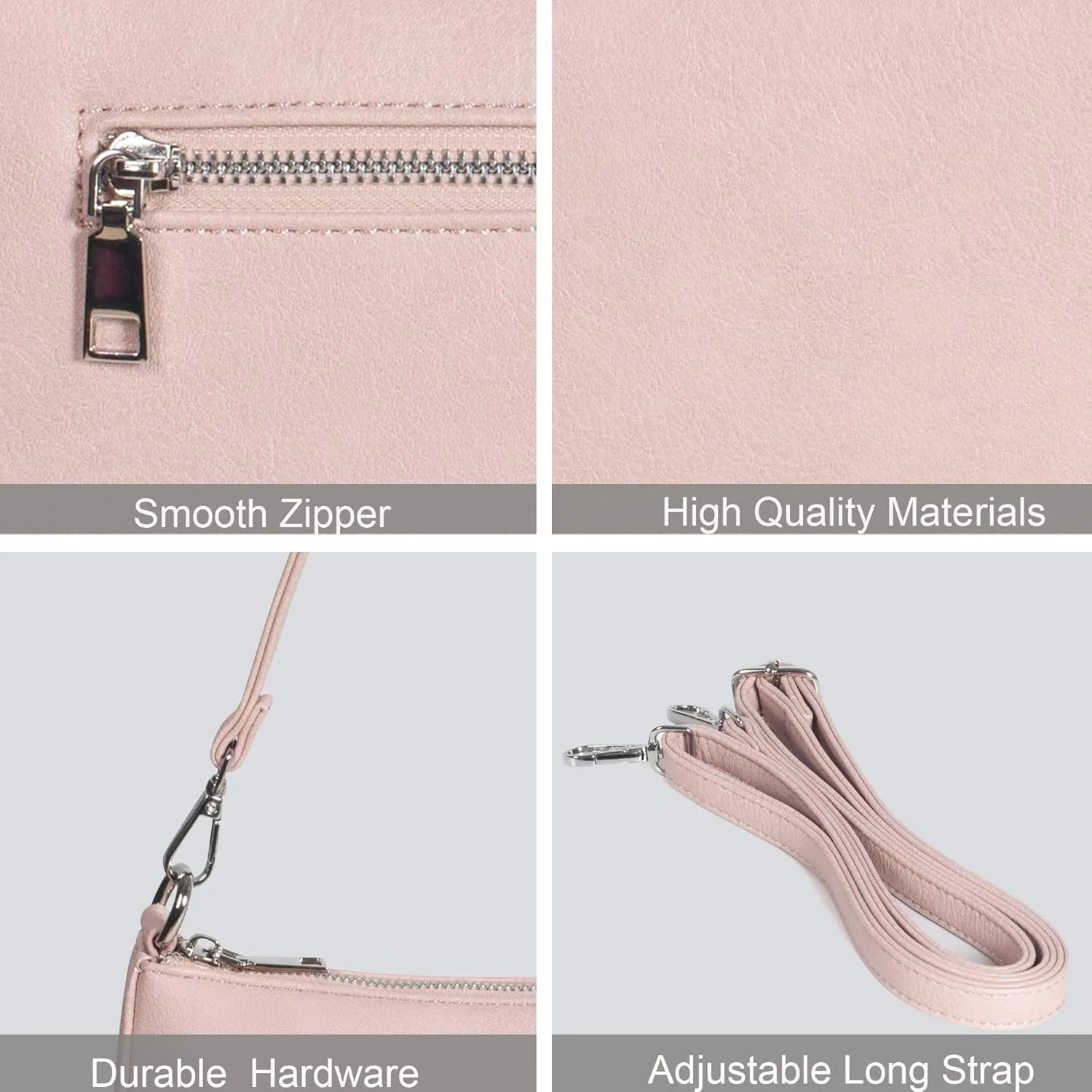 NIUEIMEE ZHOU Small Shoulder bag with 2 Removable Straps Cross Body Clutch Purse Handbag for Women
