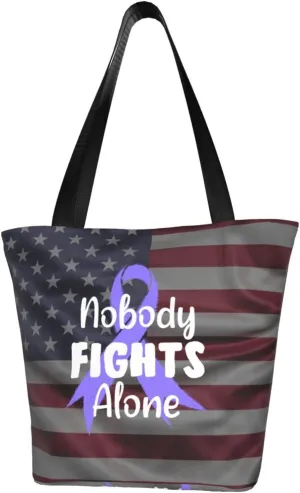 Nobody Fights Alone Stomach Cancer Awareness Fashion Shoulder Bag Large Capacity For Man Or Woman