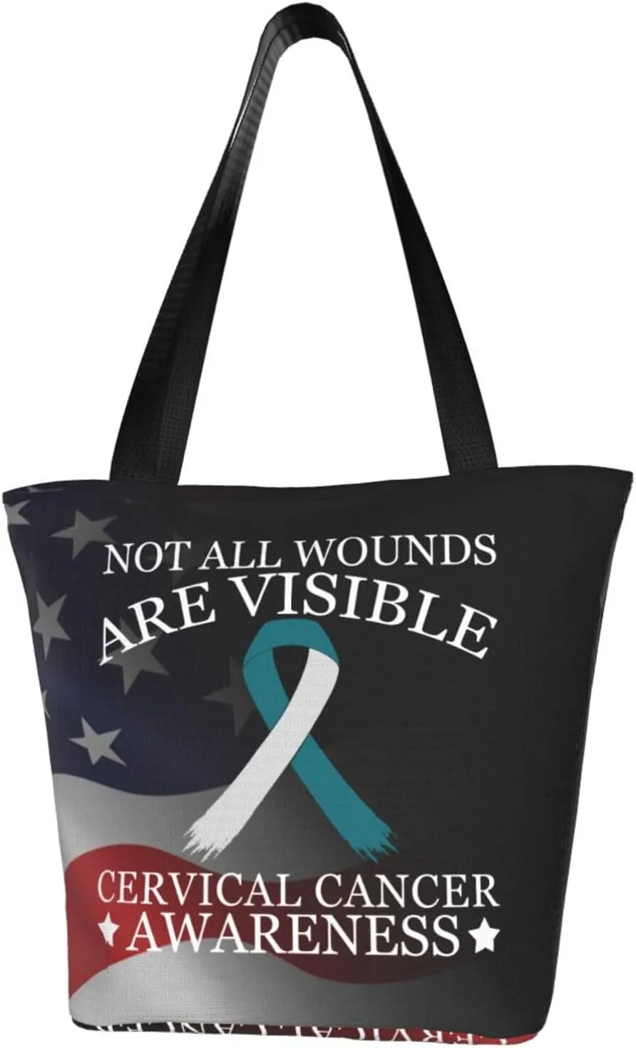 Not All Wounds Are Visible Cervical Cancer Awareness Fashion Shoulder Bag Large Capacity For Man Or Woman