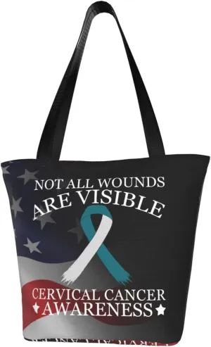 Not All Wounds Are Visible Cervical Cancer Awareness Fashion Shoulder Bag Large Capacity For Man Or Woman