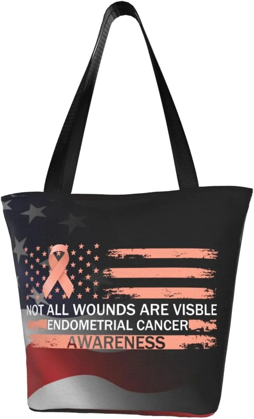 Not All Wounds Are Visible Endometrial Cancer Awareness Fashion Shoulder Bag Large Capacity For Man Or Woman