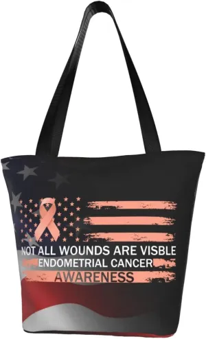 Not All Wounds Are Visible Endometrial Cancer Awareness Fashion Shoulder Bag Large Capacity For Man Or Woman