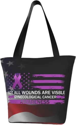 Not All Wounds Are Visible Gynecological Cancer Awareness Fashion Shoulder Bag Large Capacity For Man Or Woman