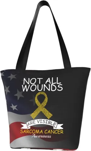 Not All Wounds Are Visible Sarcoma Cancer Awareness Fashion Shoulder Bag Large Capacity For Man Or Woman