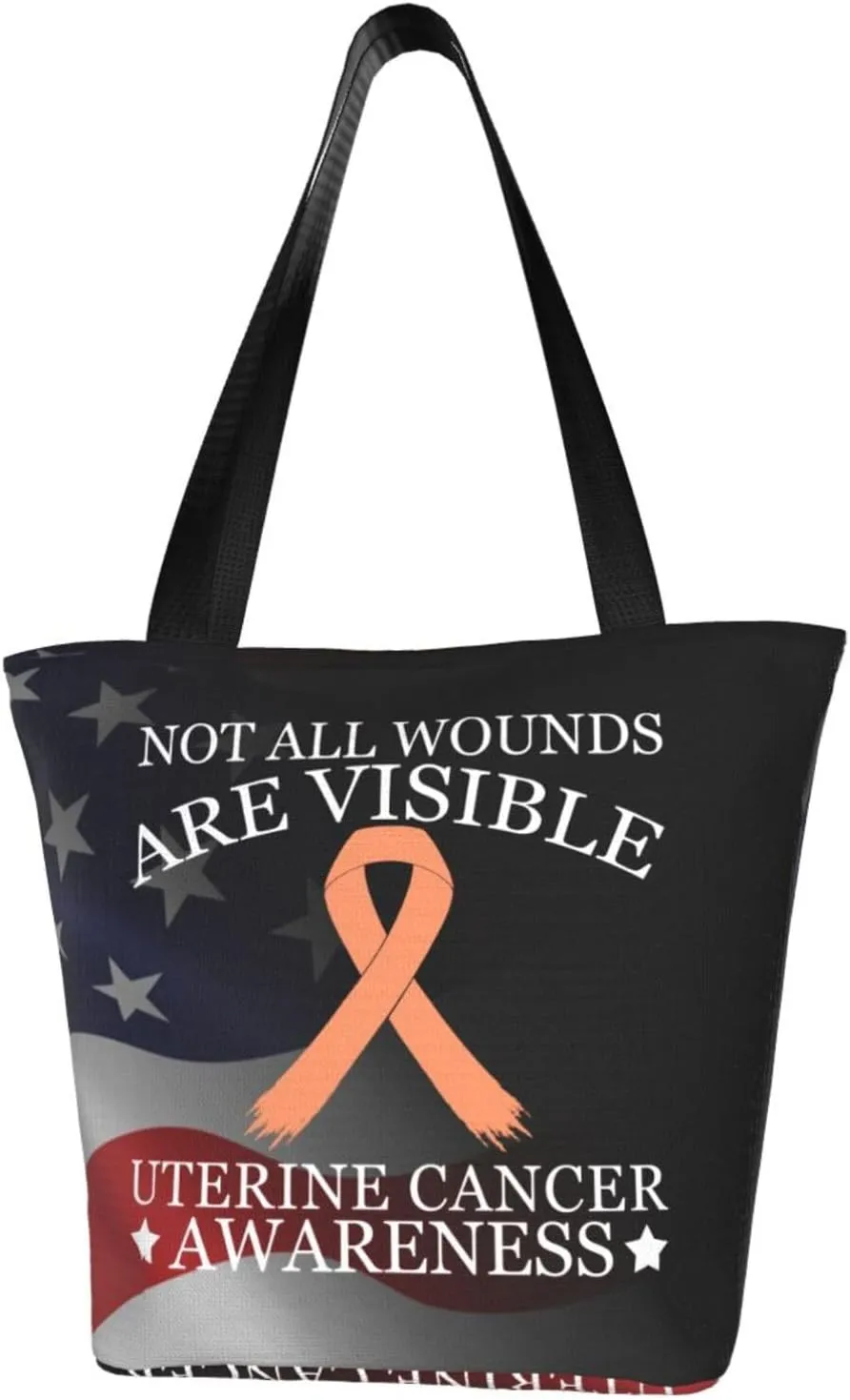 Not All Wounds Are Visible Uterine Cancer Awareness Fashion Shoulder Bag Large Capacity For Man Or Woman