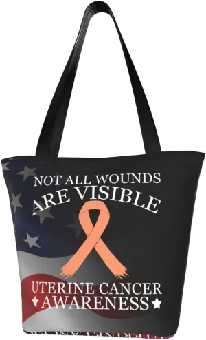 Not All Wounds Are Visible Uterine Cancer Awareness Fashion Shoulder Bag Large Capacity For Man Or Woman