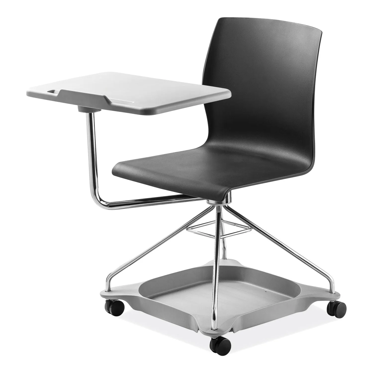 NPS® CoGo Mobile Tablet Chair, Supports Up to 440 lb, 18.75" Seat Height, Black Seat, Black Back, Chrome Frame
