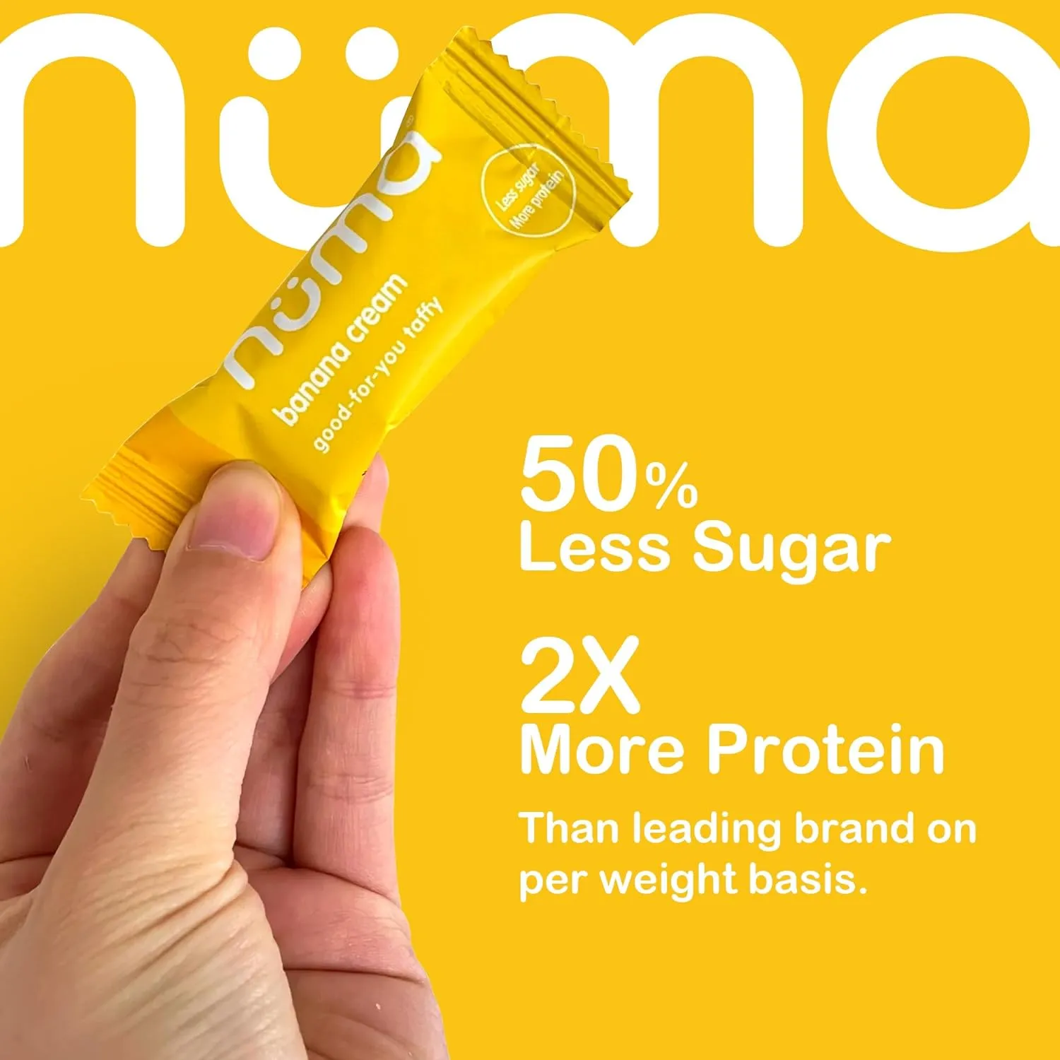 Numa Foods Banana Taffy Candy, Made with Real & Simple Ingredients Low Sugar, High Protein, Low Calorie, All Natural & Gluten Free Banana Cream Taffy - 3 Bags with 10 Individually Wrapped Chews Each