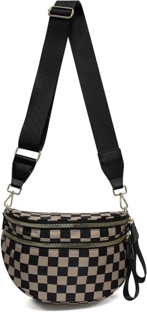 Nuvore Crossbody Bag, Checkered Crossbody Bags for Women, Westlyn Woven Bum Bag Crossbody, Bum Bags Large Capacity