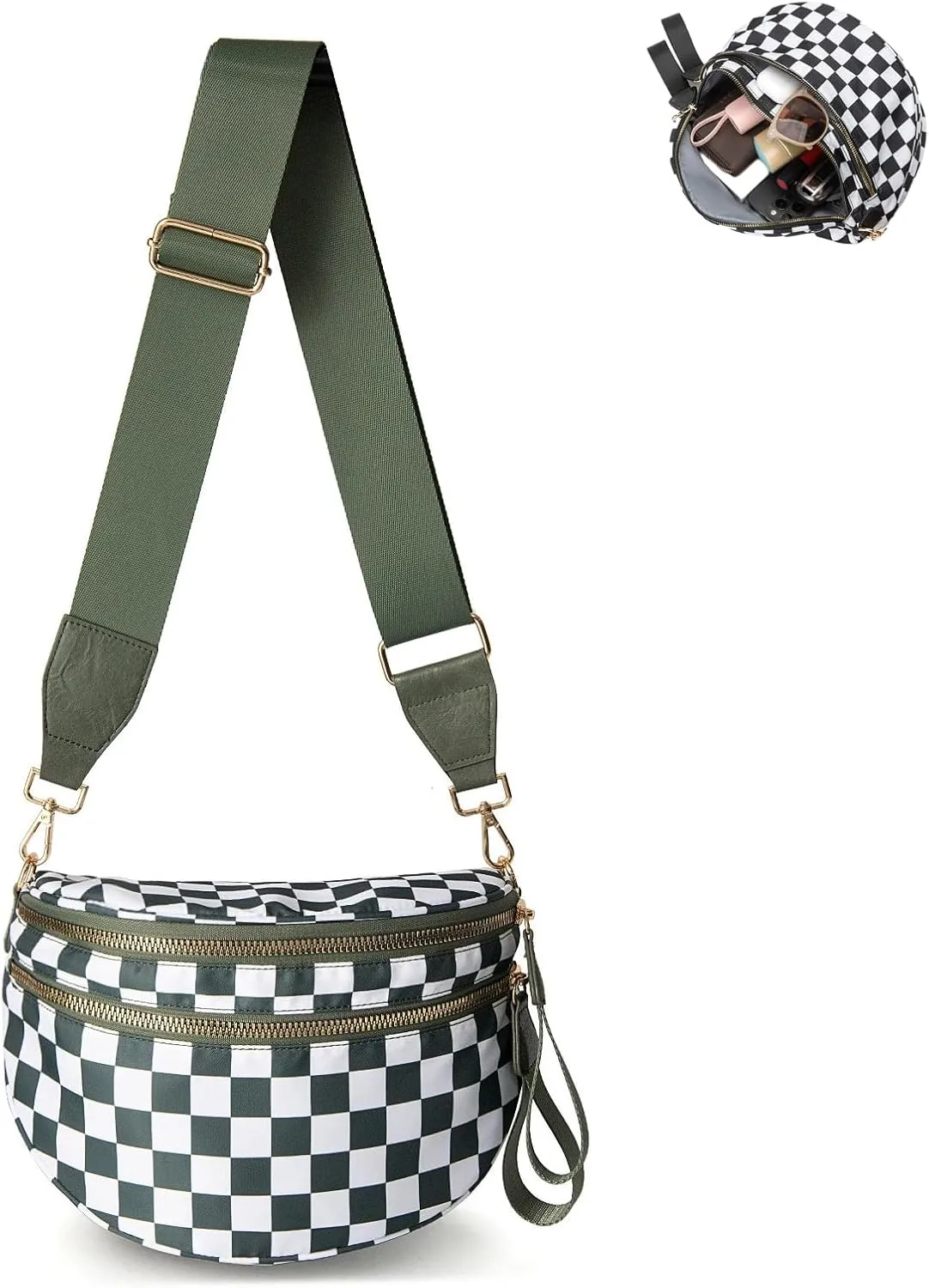 Nuvore Crossbody Bag, Checkered Crossbody Bags for Women, Westlyn Woven Bum Bag Crossbody, Bum Bags Large Capacity